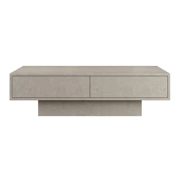 Rectangle Concrete Gray Coffee Table with 2 Drawers