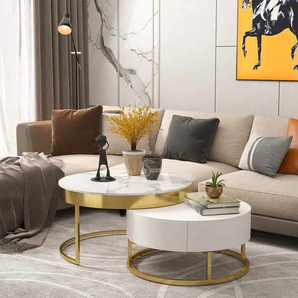 Artus marble and wooden Nesting tables with storage