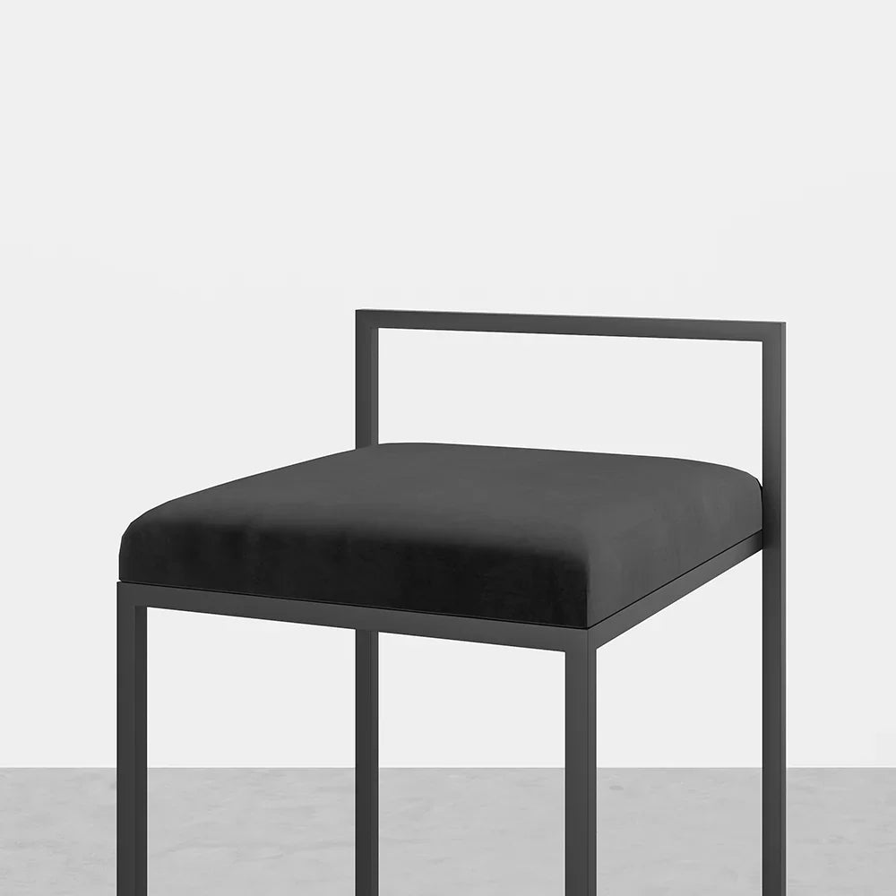 Modern Upholstered Black Velvet Bar Stool