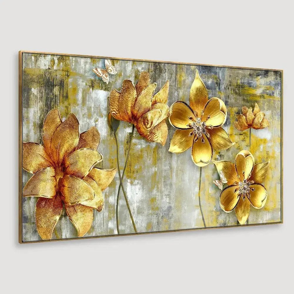 Golden Bloom Wall Painting