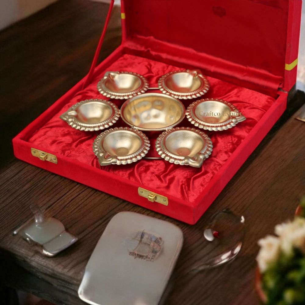 6 Diyas Metal Urli Gift Pack of 10