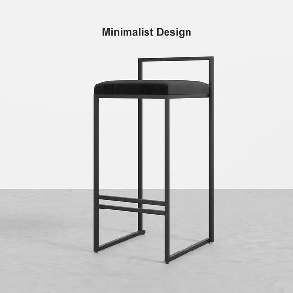 Modern Upholstered Black Velvet Bar Stool