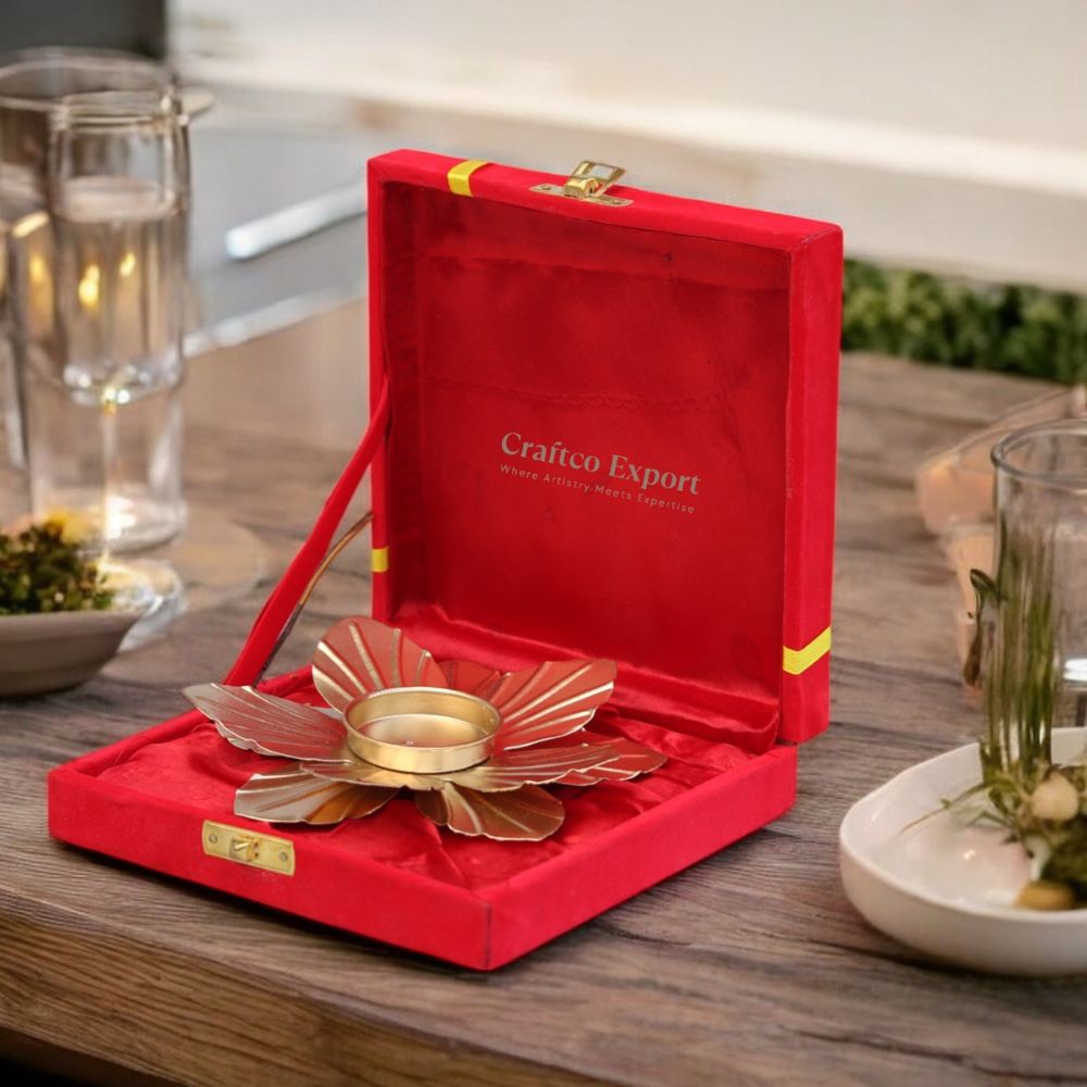 Metal Lotus Flower Tealight Candle Holder Gift Pack of 10