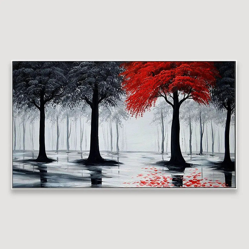 Red Tree of Contrast Wall Painting