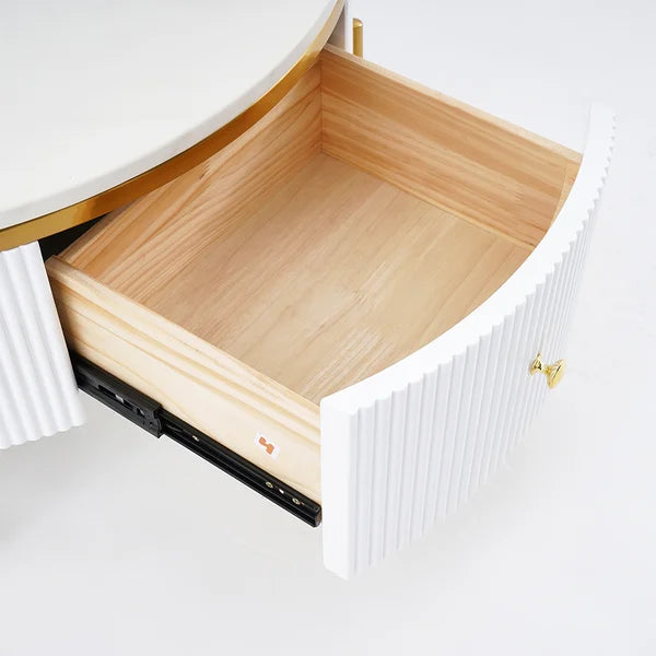 Modern Round Coffee Table with Storage with Sintered Stone.