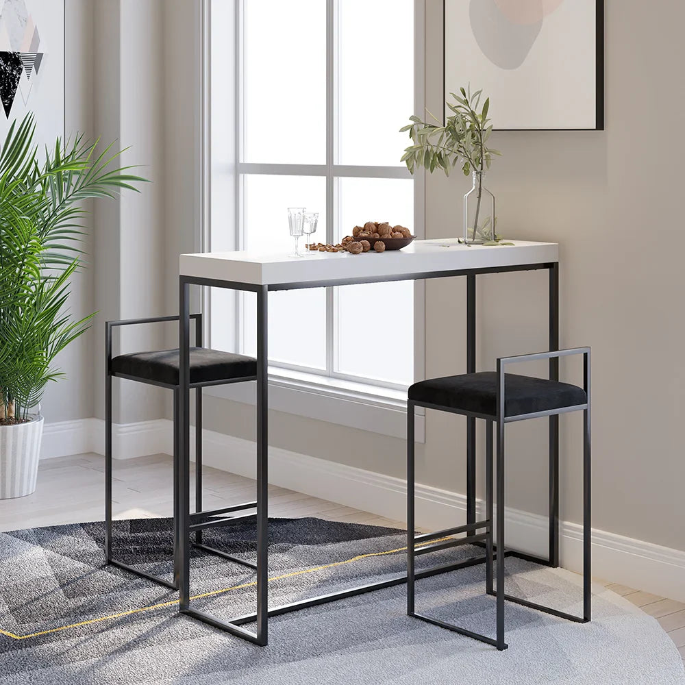 Modern Upholstered Black Velvet Bar Stool