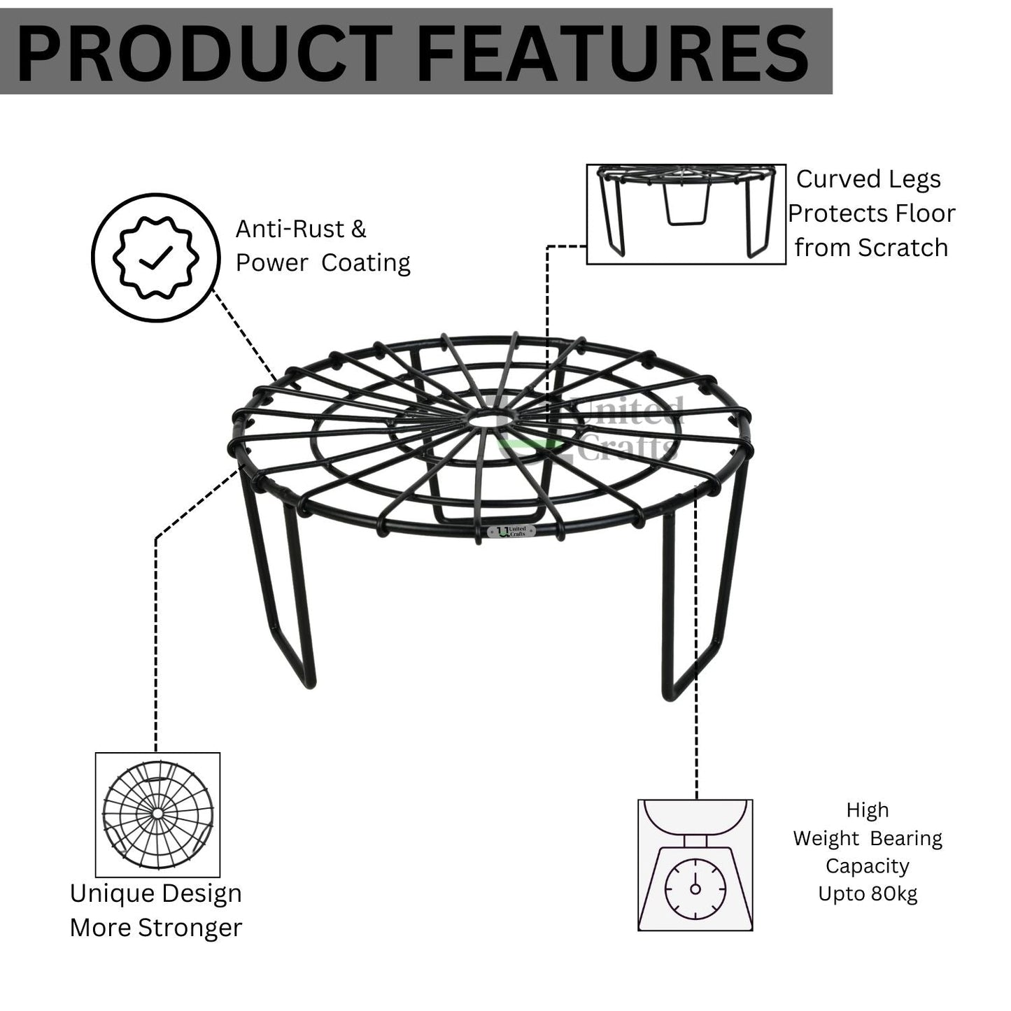 United Crafts Web Pots Stand- Unique & High Quality Stands for Home and Garden