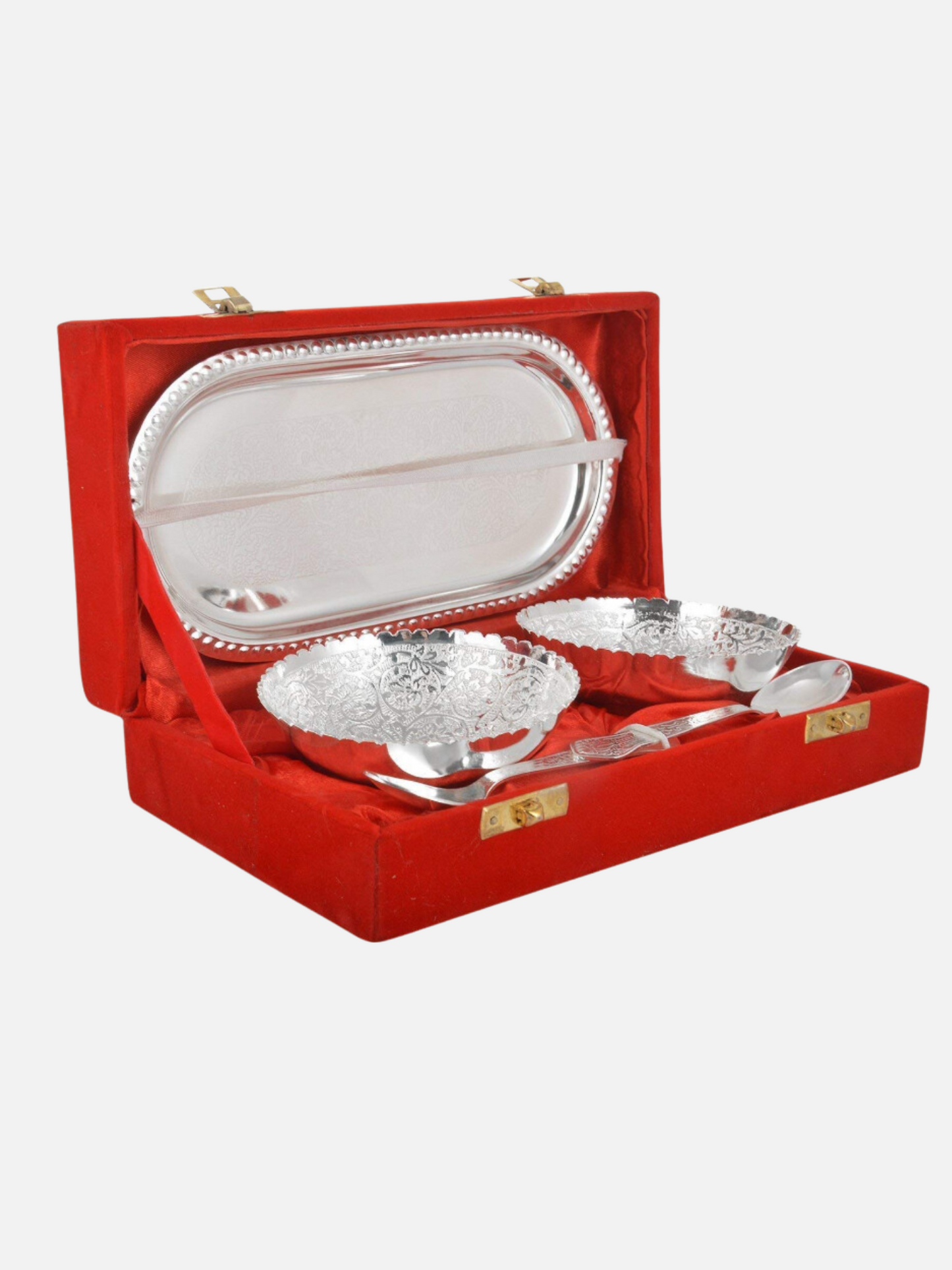 German Silver Bowl With Box (Silver)- 5 Piece, 250 ML