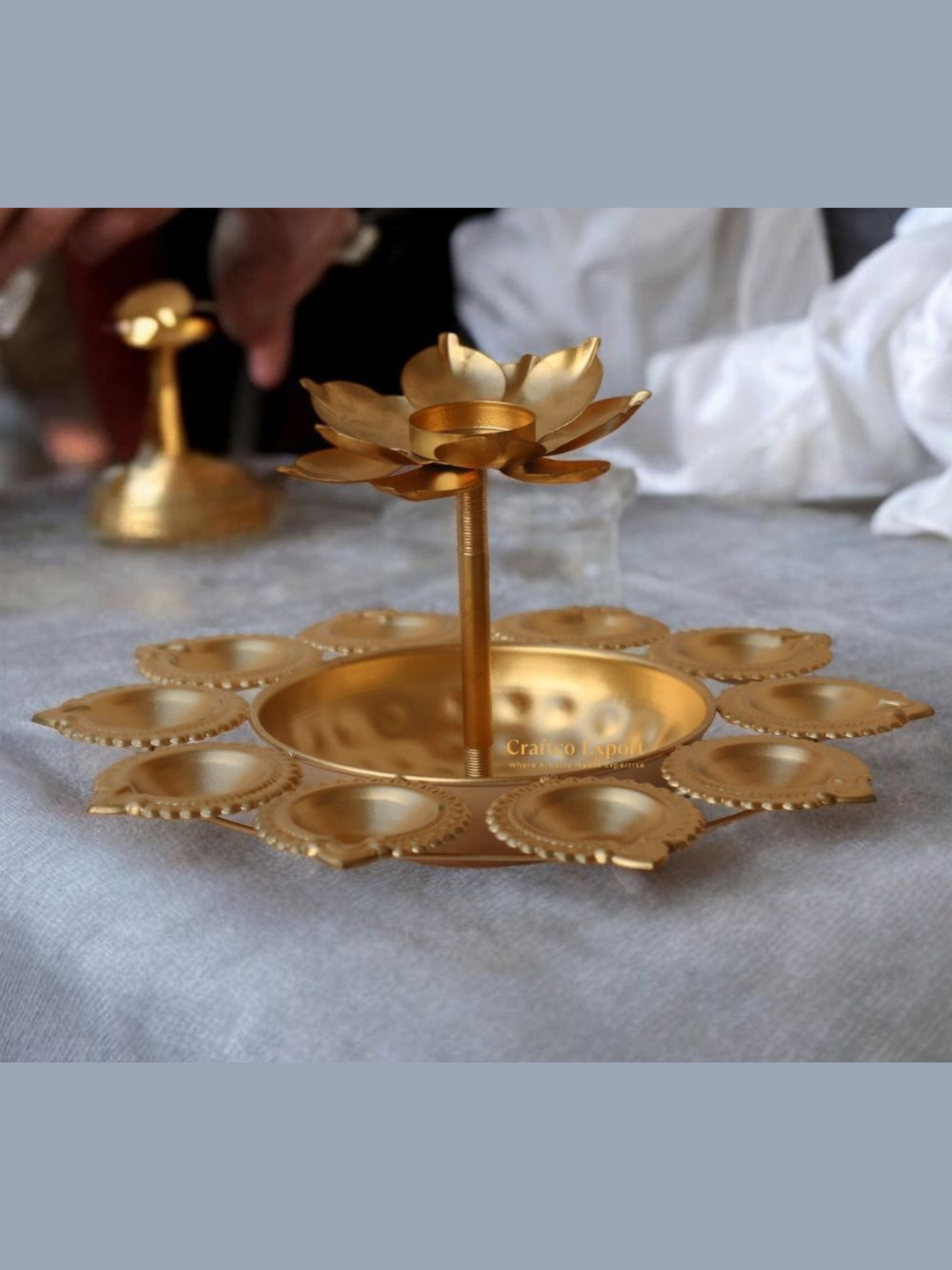 Metal Lotus Urli Stand Candle Bowl and Tealight holder Pack of 8