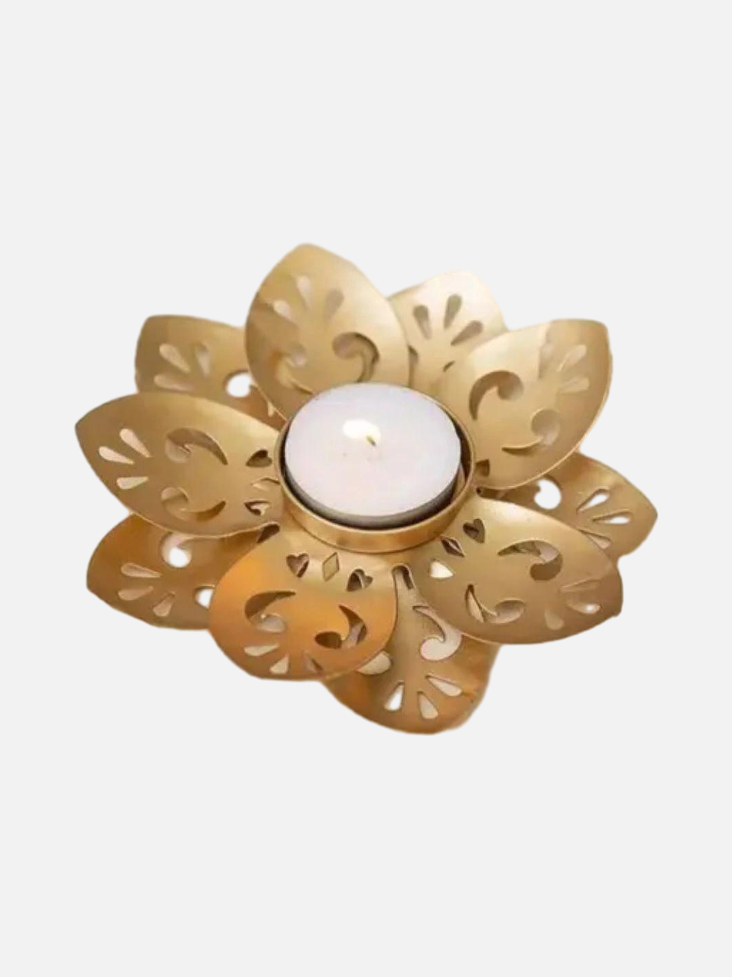 Metal Lotus Flower Etching Tealight Candle Holder Pack of 12