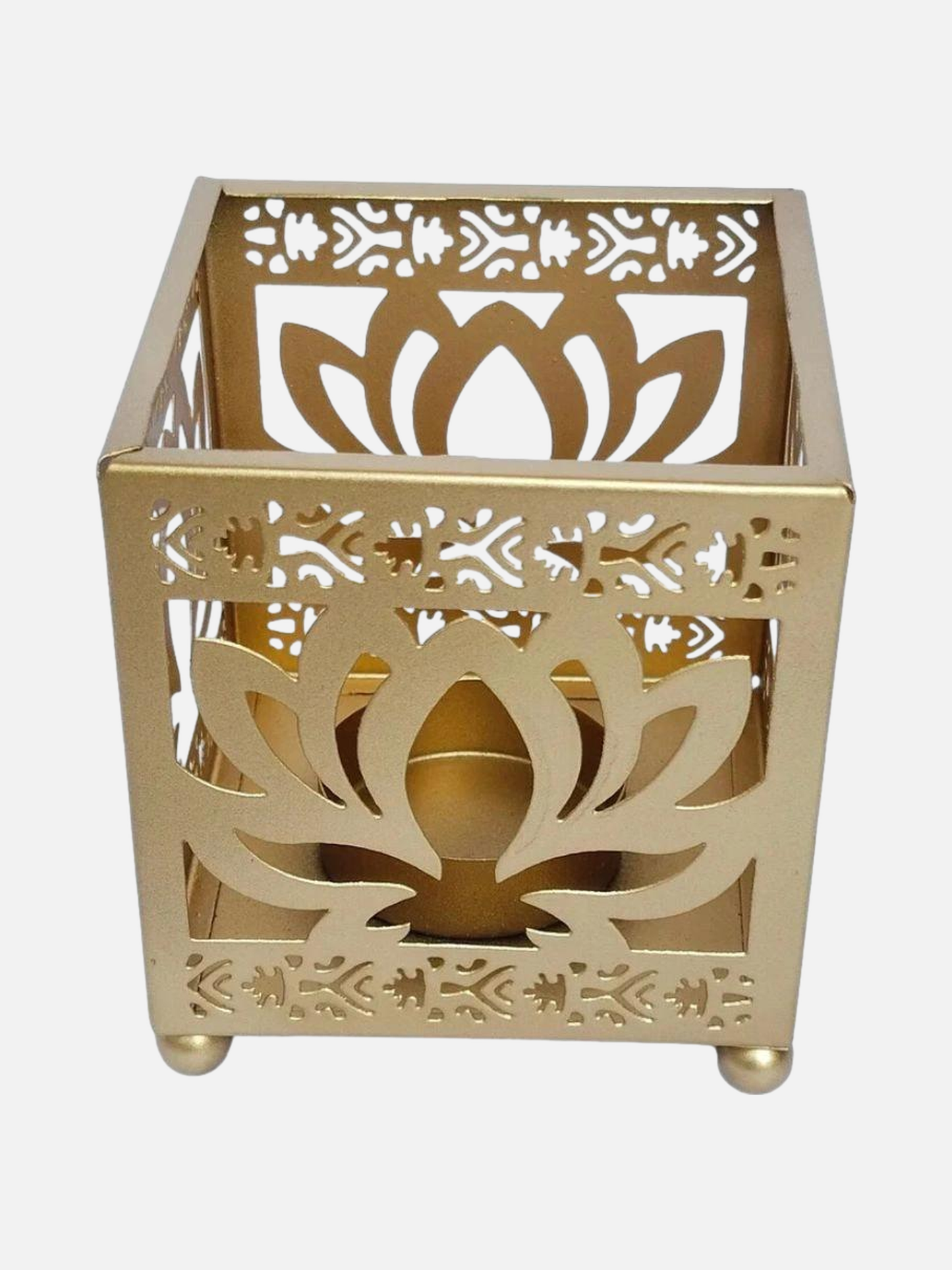 Metal Lotus Etching Votive Tealight Candle Holder Pack of 6