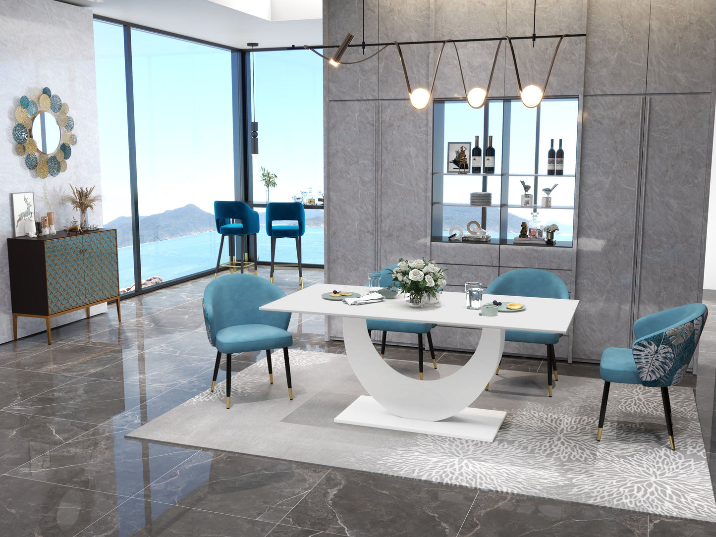 Dining Table With PVD Coated Stainless Steel Base