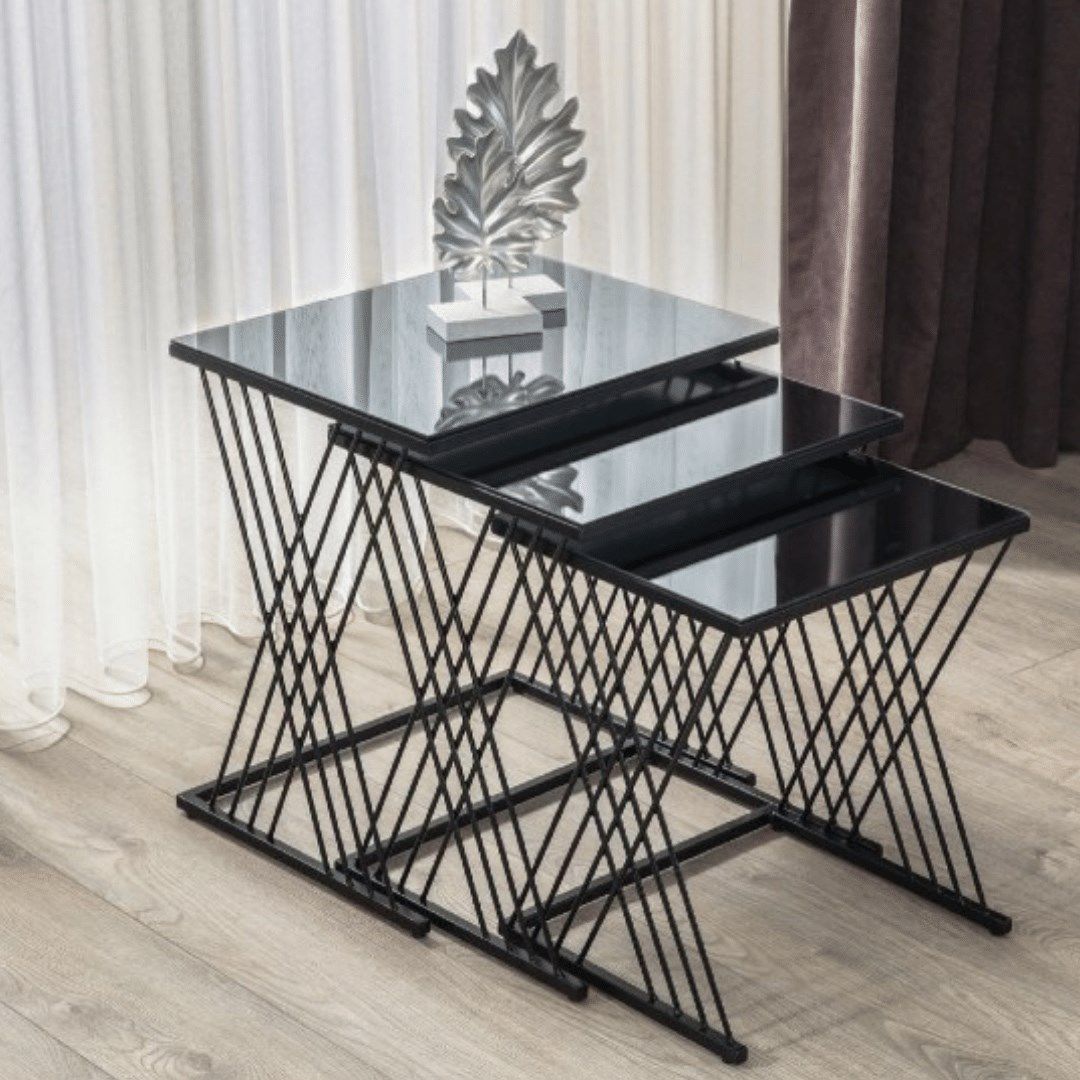 Craftco Export Black Wire Nesting Tables Set OF 3