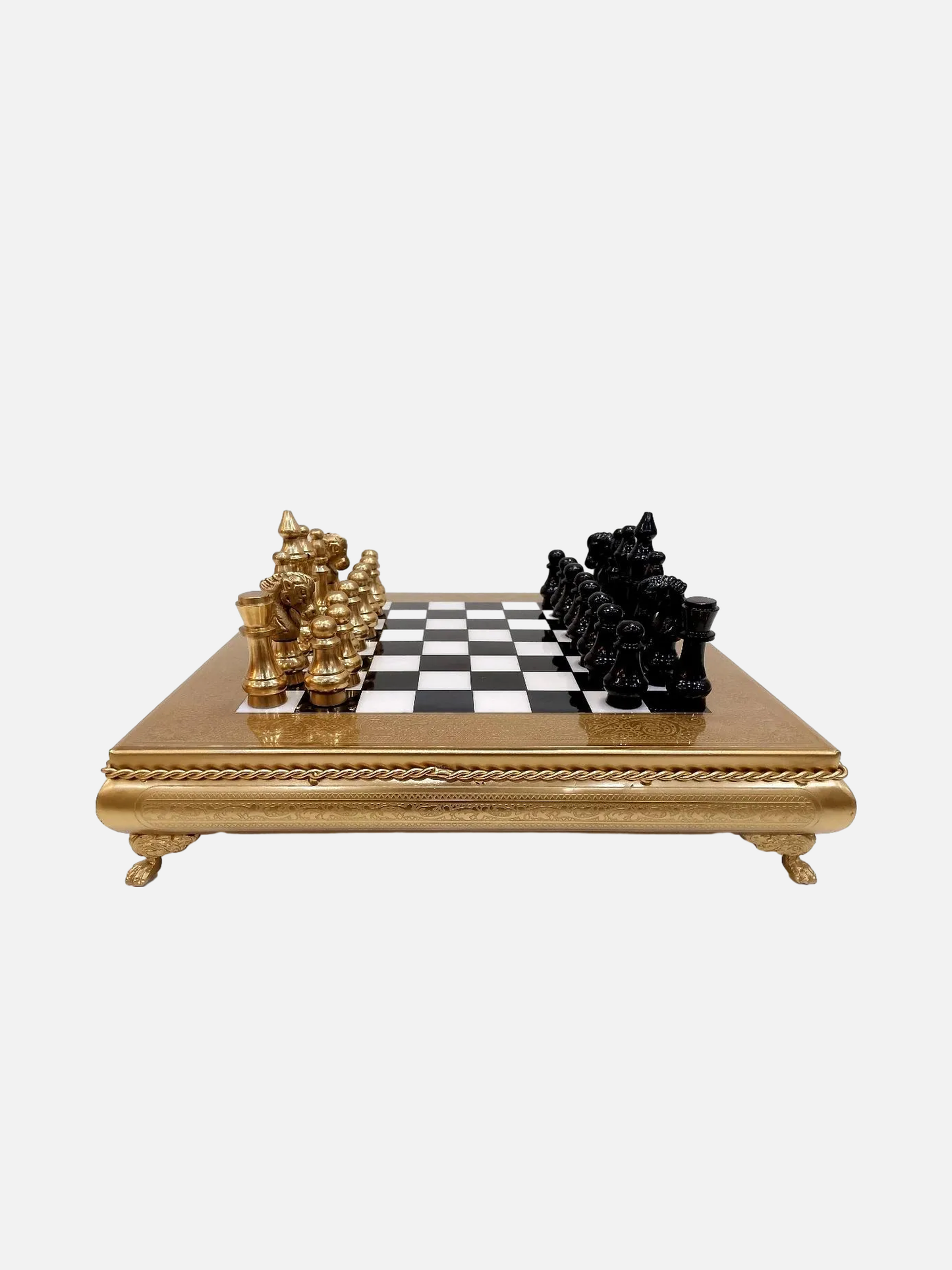 New Ultimate Black And Gold Roman VS Greek Chess Set