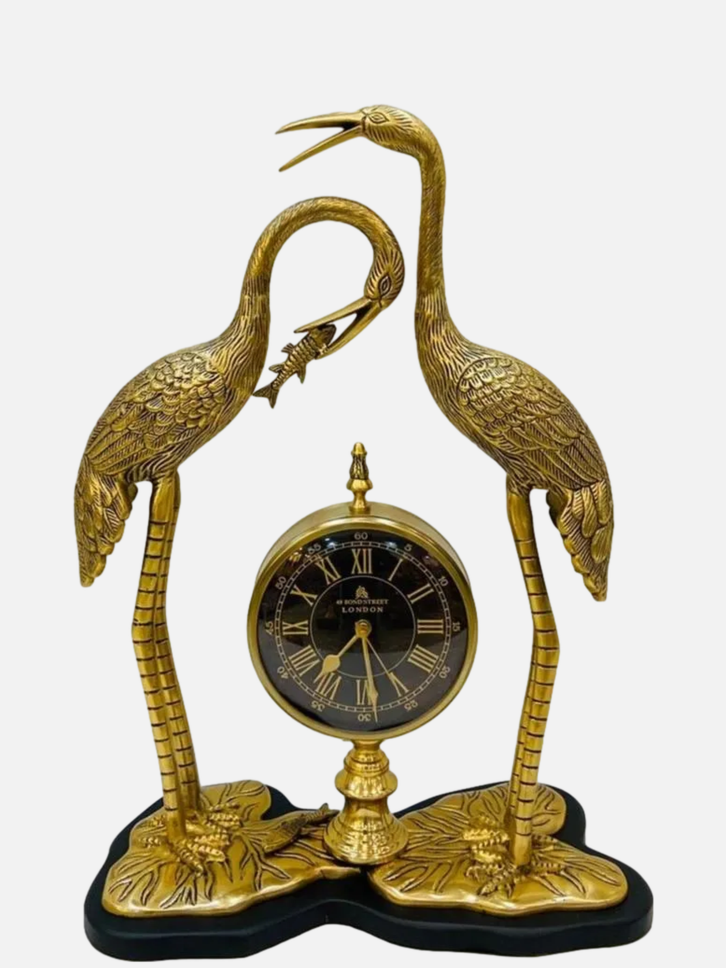 Elegant Antique Flamingo Pair Table Top Clock