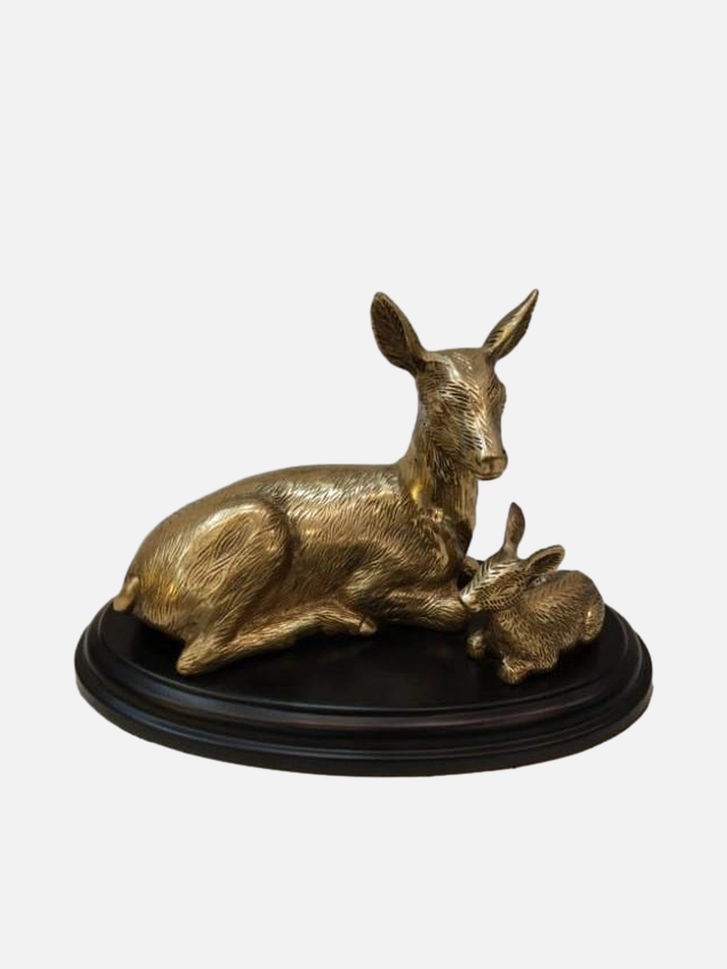 Golden Doe and Fawn Sculpture