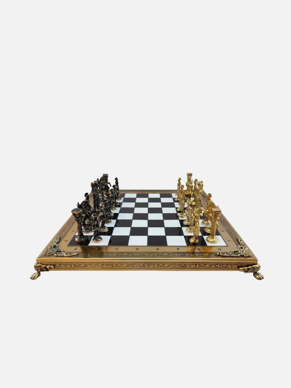 New Stylish Black And Gold Roman vs Greek Chess Set
