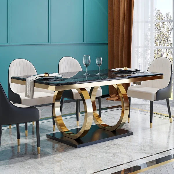 Rectangular Faux Marble Dining Table