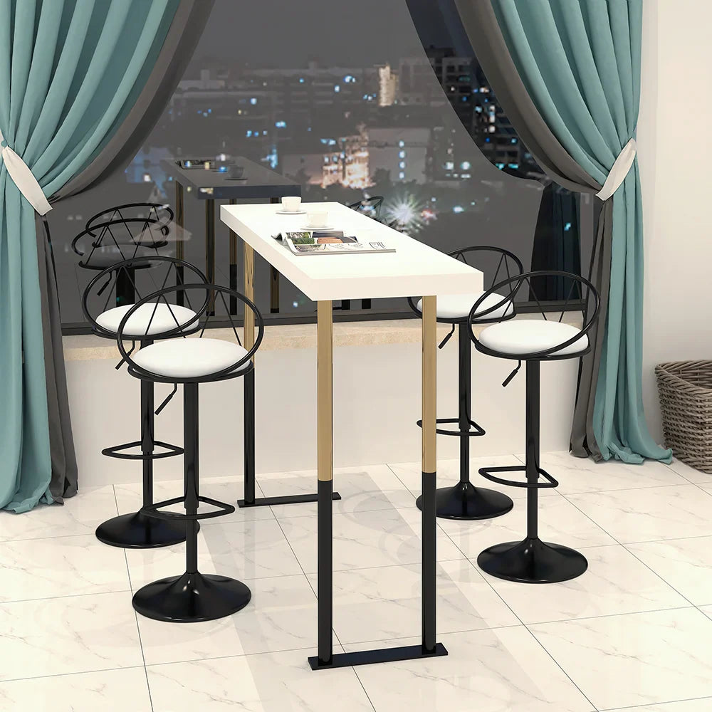 Modern White PU Leather Counter Height Bar Stool (Set of 2) Adjustable Height & Swivel