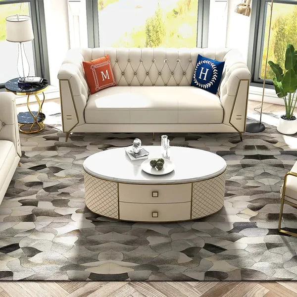 Modern White Oval Sintered Stone Top Coffee Table