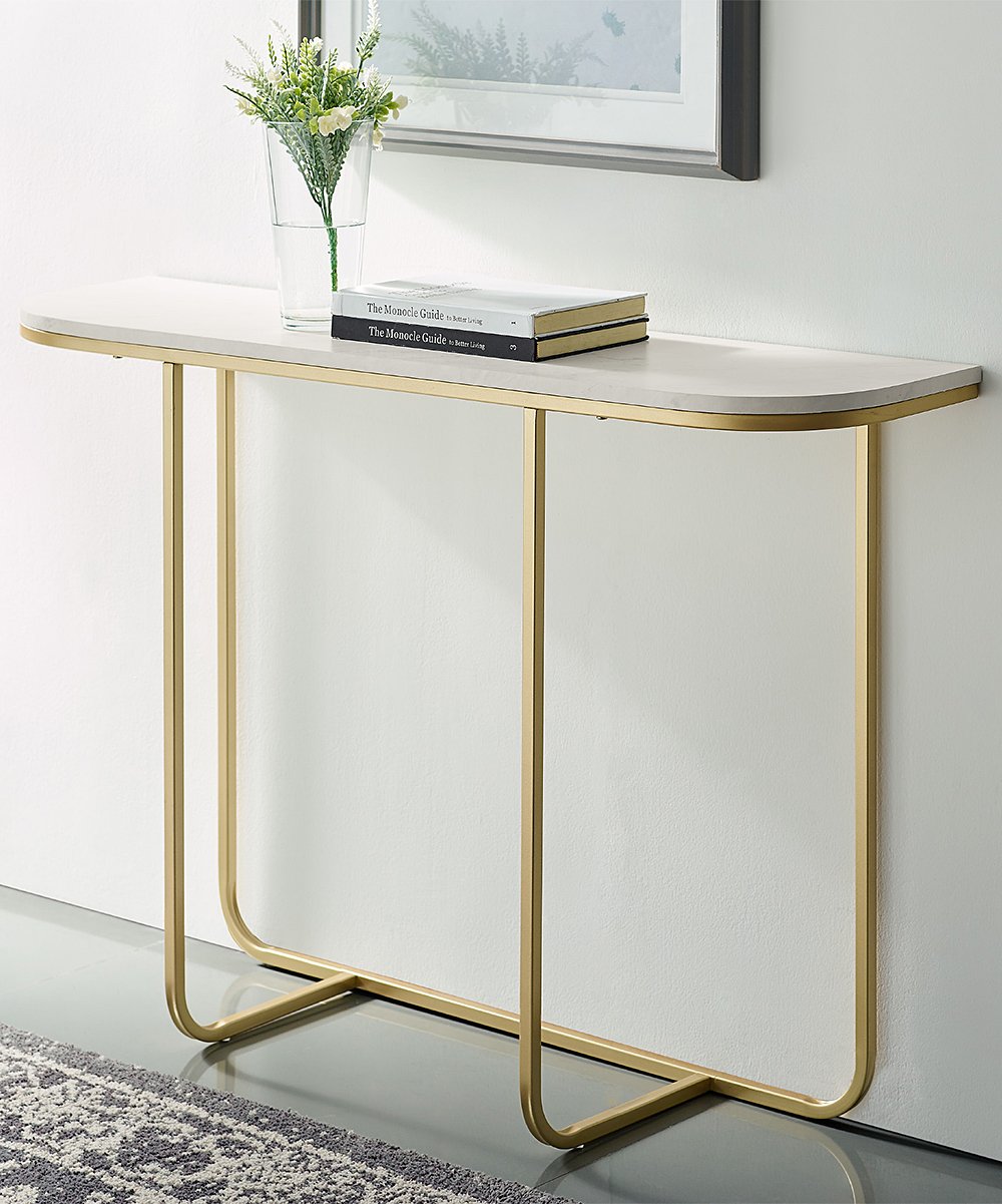 Rectangular Gold Metal Console Table