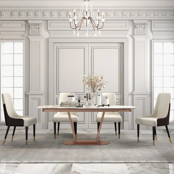 Stainless Steel Ss Pvd Coated Dining Table, 6 Seater