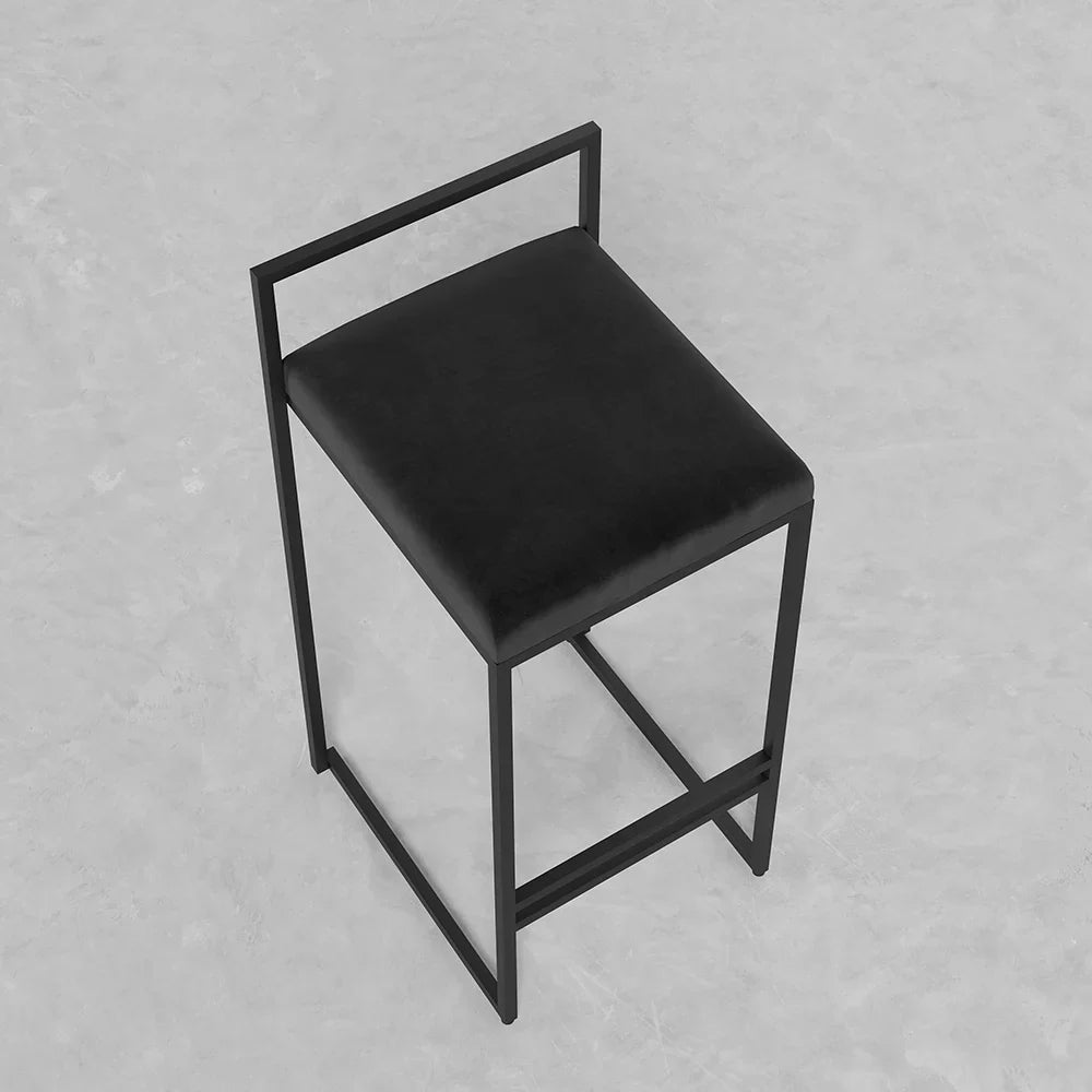 Modern Upholstered Black Velvet Bar Stool