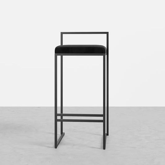 Modern Upholstered Black Velvet Bar Stool