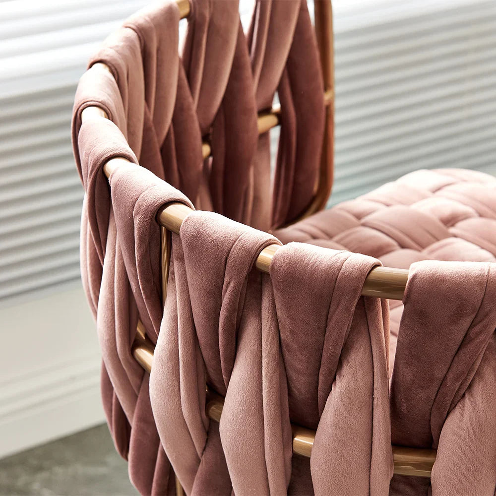 Modern Pink Velvet Counter Stools Set of 2 with Back & Footrest & Gold Frame