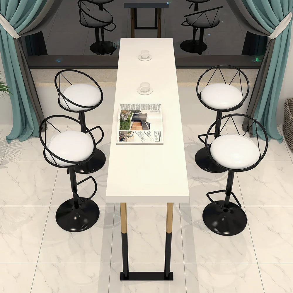 Modern White PU Leather Counter Height Bar Stool (Set of 2) Adjustable Height & Swivel