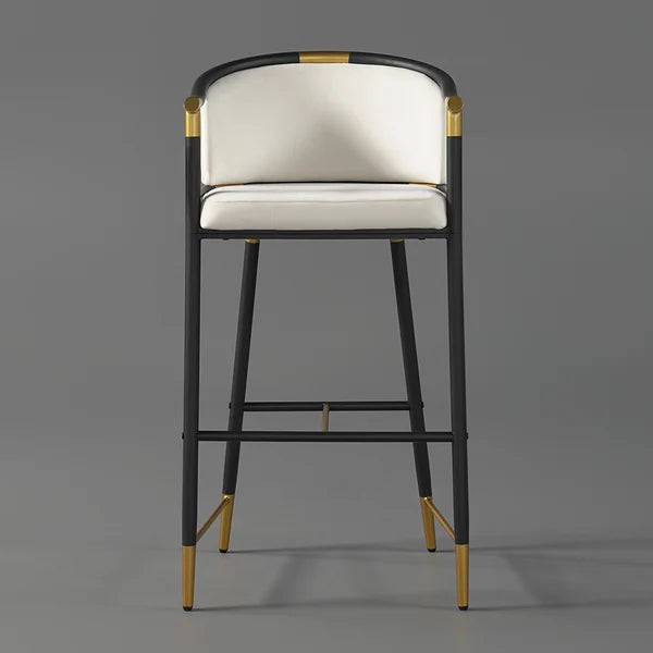 Craines Bar Height Bar Stool with Arms in Beige Upholstery Velvet