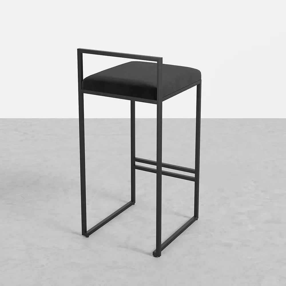Modern Upholstered Black Velvet Bar Stool