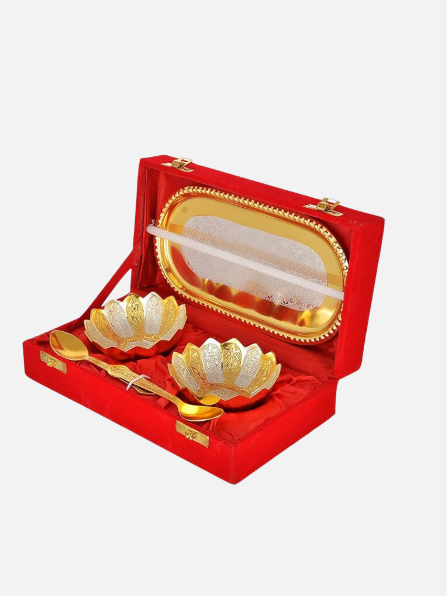 Silver & Gold Kamal Bowl Set with Royal Velvet Box