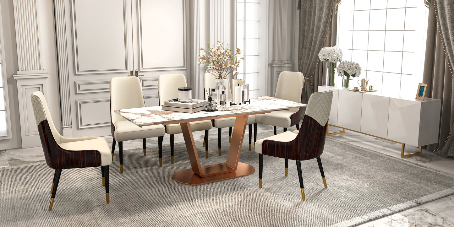 Stainless Steel Ss Pvd Coated Dining Table, 6 Seater