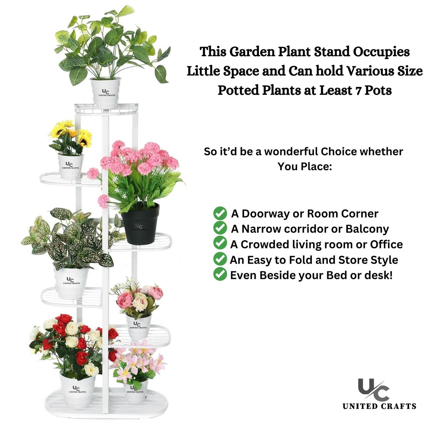 UnitedCrafts 6 Tier 7 Potted Metal Plant Stand Multiple Shelves