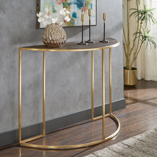 Half Round Metal & Marble Console Table By Craftco Export