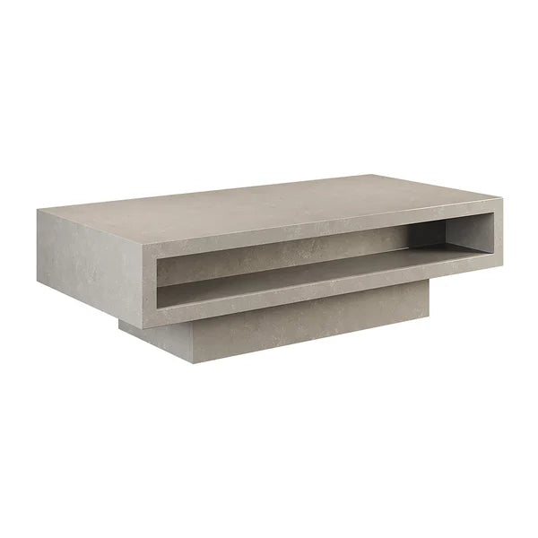 Rectangle Concrete Gray Coffee Table with 2 Drawers