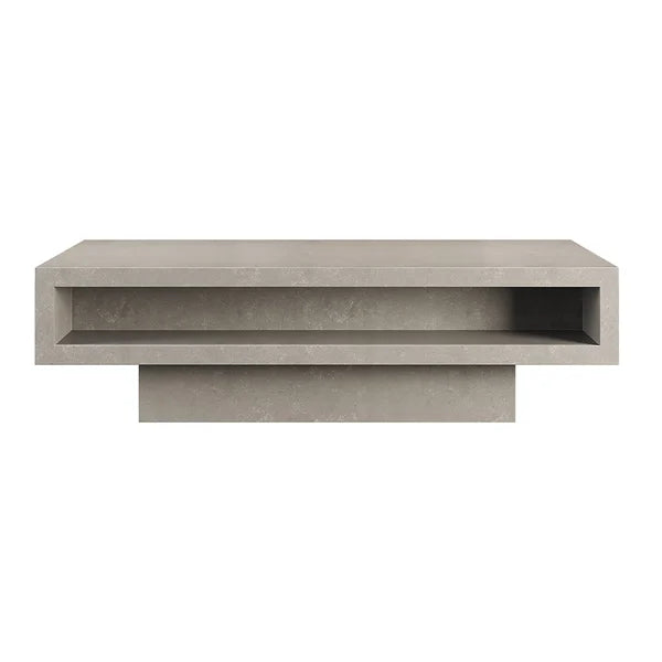 Rectangle Concrete Gray Coffee Table with 2 Drawers