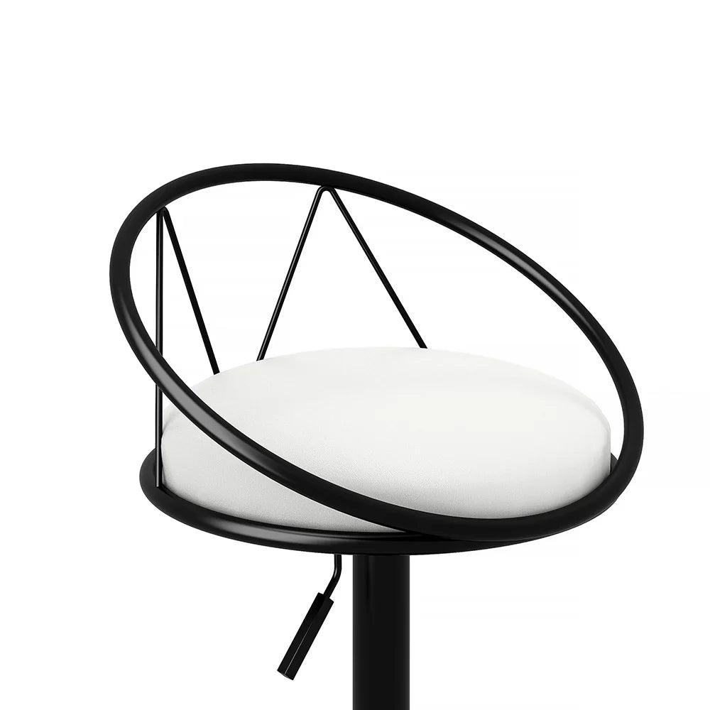 Modern White PU Leather Counter Height Bar Stool (Set of 2) Adjustable Height & Swivel