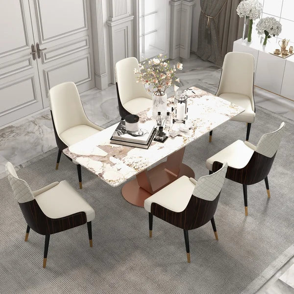Stainless Steel Ss Pvd Coated Dining Table, 6 Seater