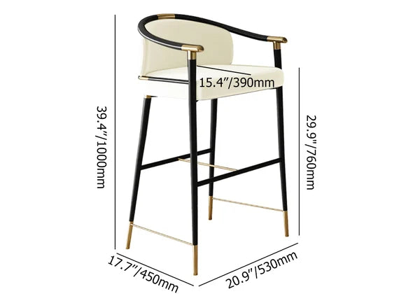 Craines Bar Height Bar Stool with Arms in Beige Upholstery Velvet